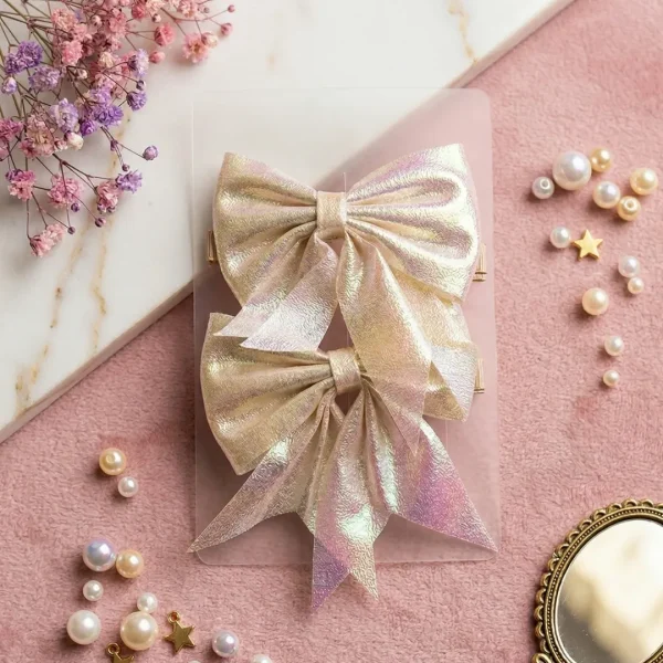 Cute hair accessories collection with multicolor bow clips, hair ribbons, hairbands and teddy bear or bunny hairbands for girls and kids from Passionate Bangladesh.