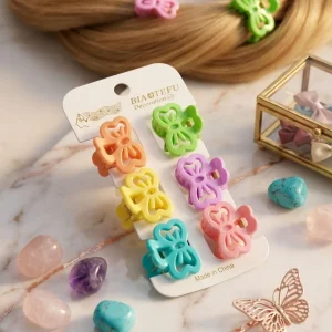 Cute hair accessories collection with multicolor bow clips, hair ribbons, hairbands and teddy bear or bunny hairbands for girls and kids from Passionate Bangladesh.