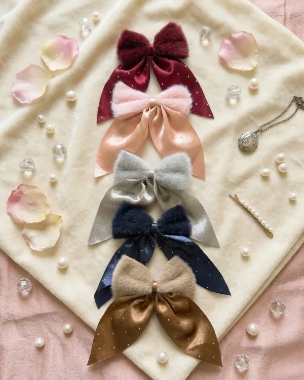 Cute hair accessories collection with multicolor bow clips, hair ribbons, hairbands and teddy bear or bunny hairbands for girls and kids from Passionate Bangladesh.