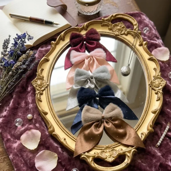 Cute hair accessories collection with multicolor bow clips, hair ribbons, hairbands and teddy bear or bunny hairbands for girls and kids from Passionate Bangladesh.