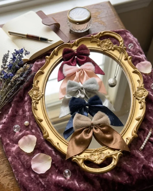 Cute hair accessories collection with multicolor bow clips, hair ribbons, hairbands and teddy bear or bunny hairbands for girls and kids from Passionate Bangladesh.