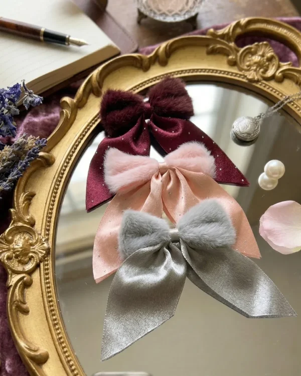 Cute hair accessories collection with multicolor bow clips, hair ribbons, hairbands and teddy bear or bunny hairbands for girls and kids from Passionate Bangladesh.