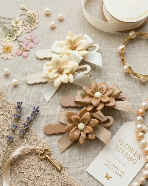 Cute hair accessories collection with multicolor bow clips, hair ribbons, hairbands and teddy bear or bunny hairbands for girls and kids from Passionate Bangladesh.