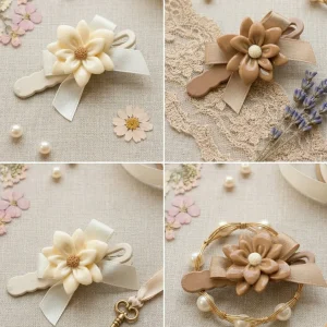 Cute hair accessories collection with multicolor bow clips, hair ribbons, hairbands and teddy bear or bunny hairbands for girls and kids from Passionate Bangladesh.