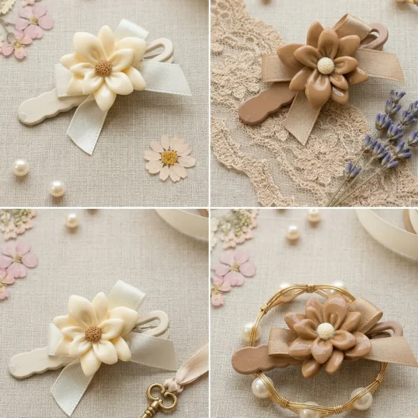 Cute hair accessories collection with multicolor bow clips, hair ribbons, hairbands and teddy bear or bunny hairbands for girls and kids from Passionate Bangladesh.