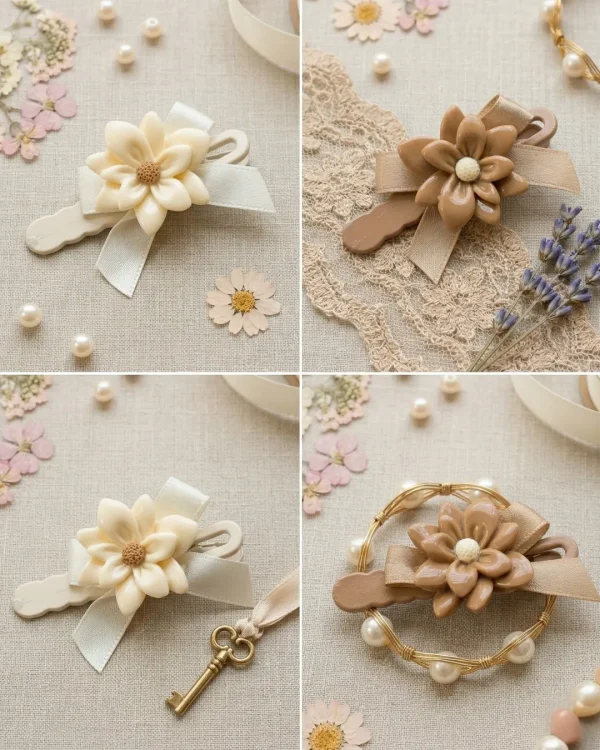 Cute hair accessories collection with multicolor bow clips, hair ribbons, hairbands and teddy bear or bunny hairbands for girls and kids from Passionate Bangladesh.