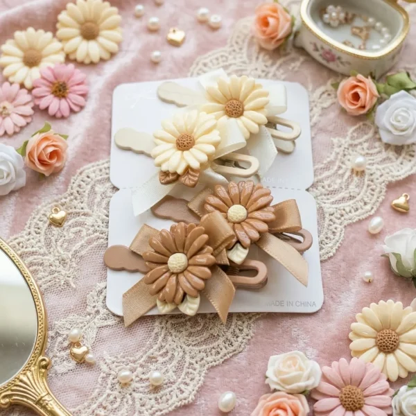 Cute hair accessories collection with multicolor bow clips, hair ribbons, hairbands and teddy bear or bunny hairbands for girls and kids from Passionate Bangladesh.