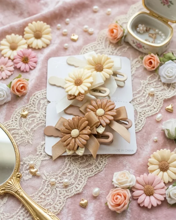 Cute hair accessories collection with multicolor bow clips, hair ribbons, hairbands and teddy bear or bunny hairbands for girls and kids from Passionate Bangladesh.