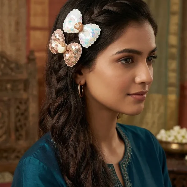 Cute hair accessories collection with multicolor bow clips, hair ribbons, hairbands and teddy bear or bunny hairbands for girls and kids from Passionate Bangladesh.