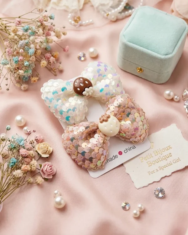 Cute hair accessories collection with multicolor bow clips, hair ribbons, hairbands and teddy bear or bunny hairbands for girls and kids from Passionate Bangladesh.