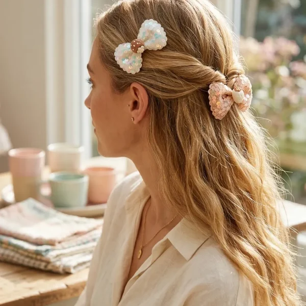 Cute hair accessories collection with multicolor bow clips, hair ribbons, hairbands and teddy bear or bunny hairbands for girls and kids from Passionate Bangladesh.