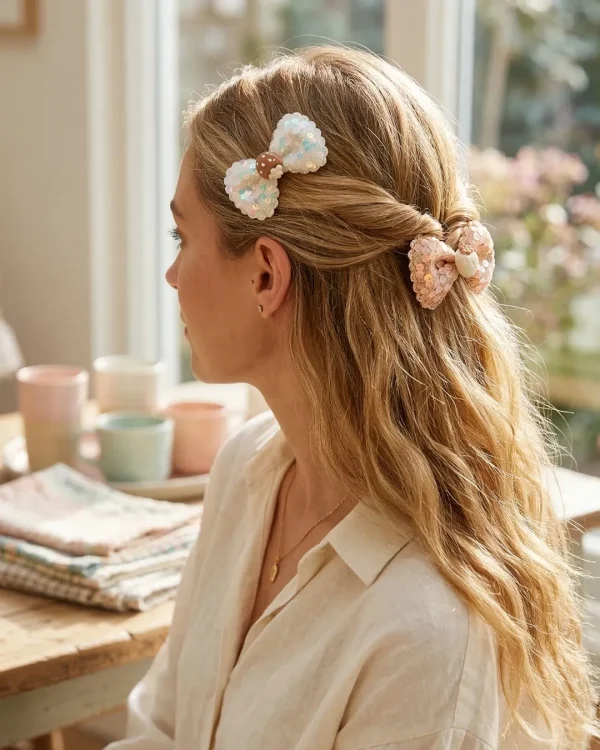 Cute hair accessories collection with multicolor bow clips, hair ribbons, hairbands and teddy bear or bunny hairbands for girls and kids from Passionate Bangladesh.