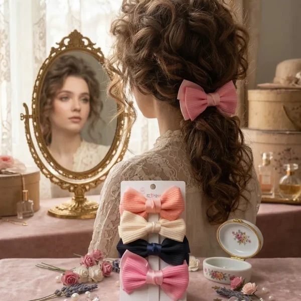 Cute hair accessories collection with multicolor bow clips, hair ribbons, hairbands and teddy bear or bunny hairbands for girls and kids from Passionate Bangladesh.