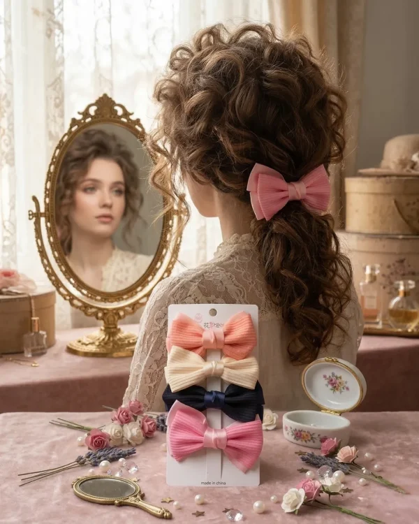 Cute hair accessories collection with multicolor bow clips, hair ribbons, hairbands and teddy bear or bunny hairbands for girls and kids from Passionate Bangladesh.