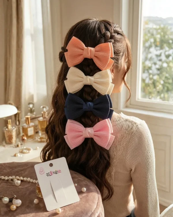 Cute hair accessories collection with multicolor bow clips, hair ribbons, hairbands and teddy bear or bunny hairbands for girls and kids from Passionate Bangladesh.