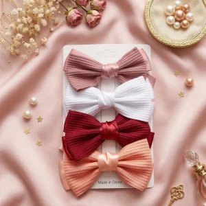 Cute hair accessories collection with multicolor bow clips, hair ribbons, hairbands and teddy bear or bunny hairbands for girls and kids from Passionate Bangladesh.