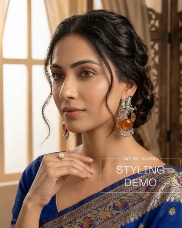 Colorful Indian jhumka earrings from Passionate Bangladesh, featuring silver-tone oxidized jhumkas with red, yellow, green and many more colors for women and girls.