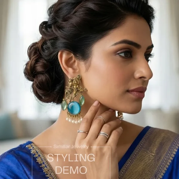 Colorful Indian jhumka earrings from Passionate Bangladesh, featuring silver-tone oxidized jhumkas with red, yellow, green and many more colors for women and girls.