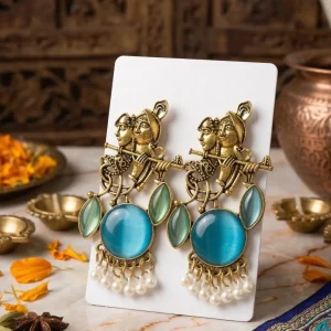 Colorful Indian jhumka earrings from Passionate Bangladesh, featuring silver-tone oxidized jhumkas with red, yellow, green and many more colors for women and girls.