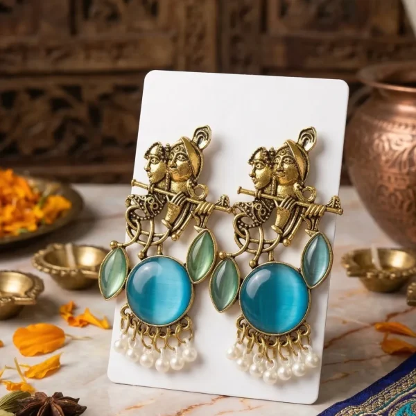 Colorful Indian jhumka earrings from Passionate Bangladesh, featuring silver-tone oxidized jhumkas with red, yellow, green and many more colors for women and girls.