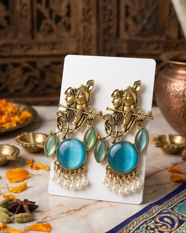 Colorful Indian jhumka earrings from Passionate Bangladesh, featuring silver-tone oxidized jhumkas with red, yellow, green and many more colors for women and girls.