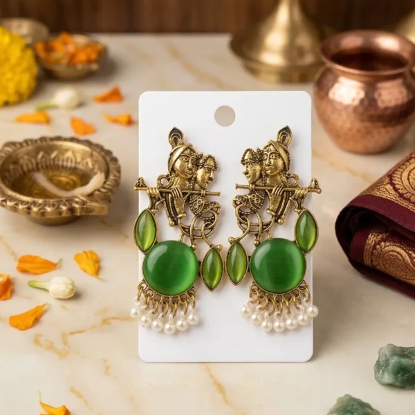 Colorful Indian jhumka earrings from Passionate Bangladesh, featuring silver-tone oxidized jhumkas with red, yellow, green and many more colors for women and girls.