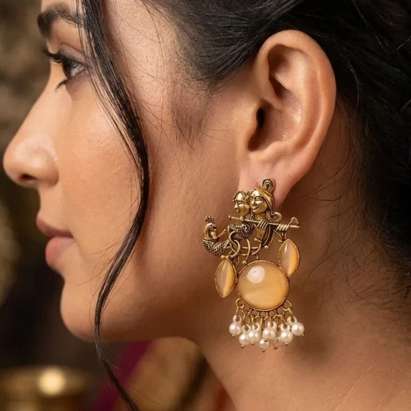 Colorful Indian jhumka earrings from Passionate Bangladesh, featuring silver-tone oxidized jhumkas with red, yellow, green and many more colors for women and girls.