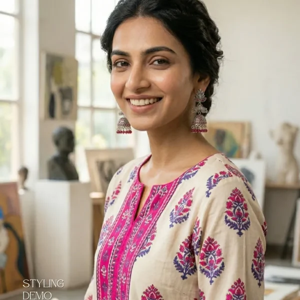 Traditional oxidized-style jhumka earrings with red, yellow and blue stones, perfect for saree, salwar and festive party looks from Passionate Bangladesh. Shop now at www.passionatebangladesh.com