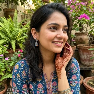 Traditional oxidized-style jhumka earrings with red, yellow and blue stones, perfect for saree, salwar and festive party looks from Passionate Bangladesh. Shop now at www.passionatebangladesh.com