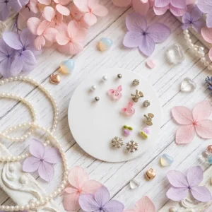 Budget‑friendly stud earring set from Passionate Bangladesh with multiple colorful everyday designs, attractive small studs neatly designed for Passionate girls only. Wearable by Kids too.