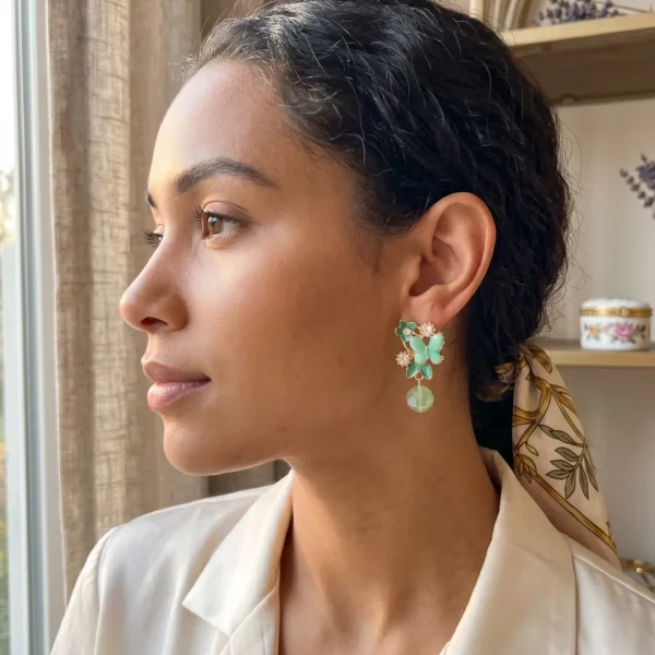 Elegant drop earrings from Passionate Bangladesh, lightweight dangle design for women and girls, perfect for parties and special occasions. Try our different designs like butterfly earrings, long chain earrings, heart shape earrings and stone earrings.