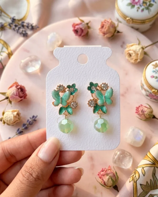 Elegant drop earrings from Passionate Bangladesh, lightweight dangle design for women and girls, perfect for parties and special occasions. Try our different designs like butterfly earrings, long chain earrings, heart shape earrings and stone earrings.