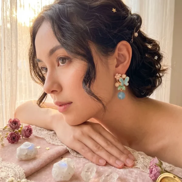 Elegant drop earrings from Passionate Bangladesh, lightweight dangle design for women and girls, perfect for parties and special occasions. Try our different designs like butterfly earrings, long chain earrings, heart shape earrings and stone earrings.