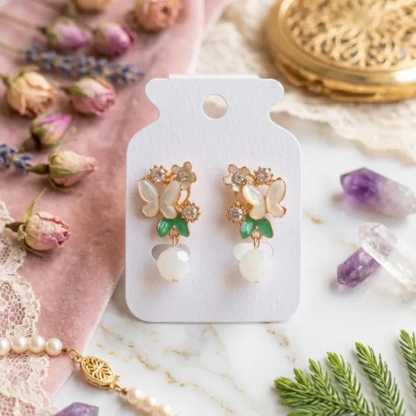 Elegant drop earrings from Passionate Bangladesh, lightweight dangle design for women and girls, perfect for parties and special occasions. Try our different designs like butterfly earrings, long chain earrings, heart shape earrings and stone earrings.