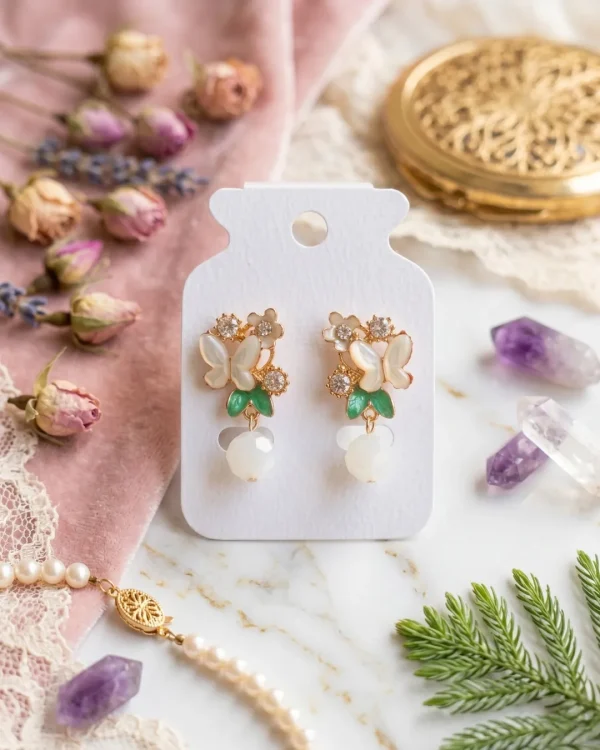 Elegant drop earrings from Passionate Bangladesh, lightweight dangle design for women and girls, perfect for parties and special occasions. Try our different designs like butterfly earrings, long chain earrings, heart shape earrings and stone earrings.