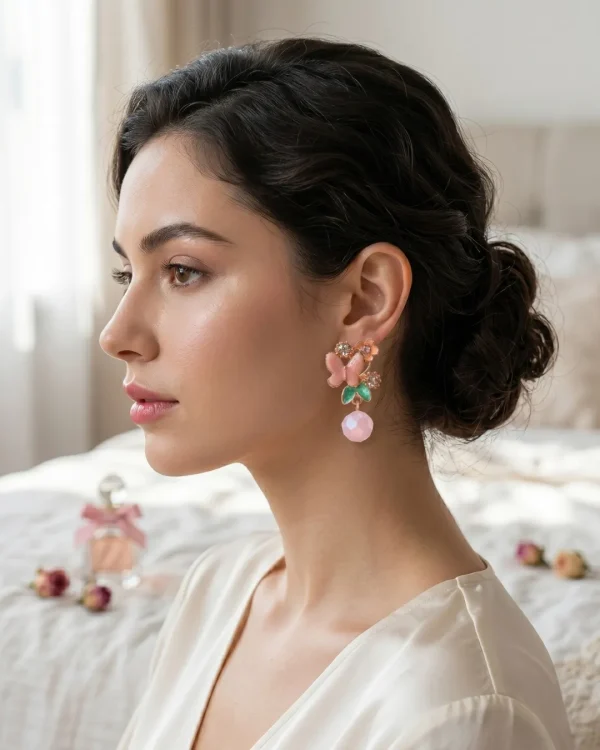 Elegant drop earrings from Passionate Bangladesh, lightweight dangle design for women and girls, perfect for parties and special occasions. Try our different designs like butterfly earrings, long chain earrings, heart shape earrings and stone earrings.