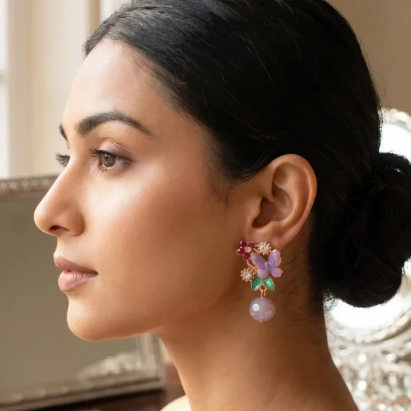 Elegant drop earrings from Passionate Bangladesh, lightweight dangle design for women and girls, perfect for parties and special occasions. Try our different designs like butterfly earrings, long chain earrings, heart shape earrings and stone earrings.