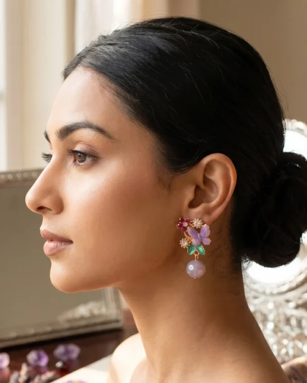 Elegant drop earrings from Passionate Bangladesh, lightweight dangle design for women and girls, perfect for parties and special occasions. Try our different designs like butterfly earrings, long chain earrings, heart shape earrings and stone earrings.