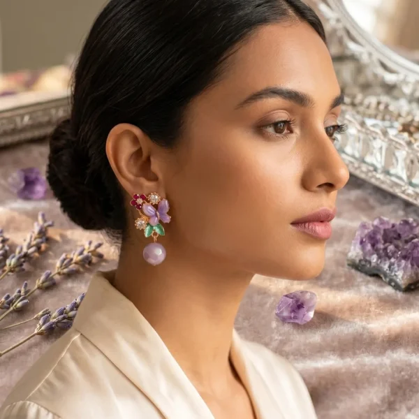Elegant drop earrings from Passionate Bangladesh, lightweight dangle design for women and girls, perfect for parties and special occasions. Try our different designs like butterfly earrings, long chain earrings, heart shape earrings and stone earrings.
