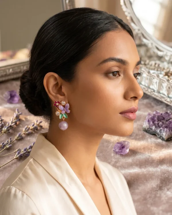 Elegant drop earrings from Passionate Bangladesh, lightweight dangle design for women and girls, perfect for parties and special occasions. Try our different designs like butterfly earrings, long chain earrings, heart shape earrings and stone earrings.