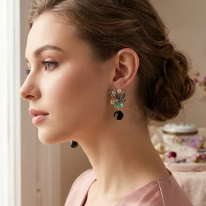 Elegant drop earrings from Passionate Bangladesh, lightweight dangle design for women and girls, perfect for parties and special occasions. Try our different designs like butterfly earrings, long chain earrings, heart shape earrings and stone earrings.