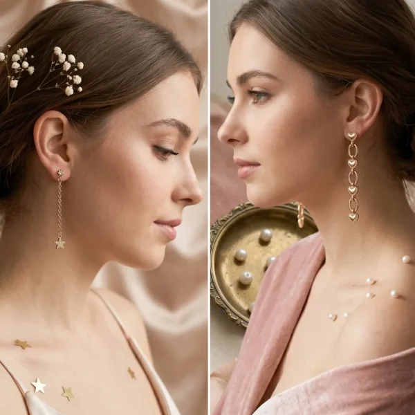 Trendy stud, mixed shaped, hoop and drop earrings from Passionate Bangladesh, everyday and party jewelry in different shapes and colors for women and girls.