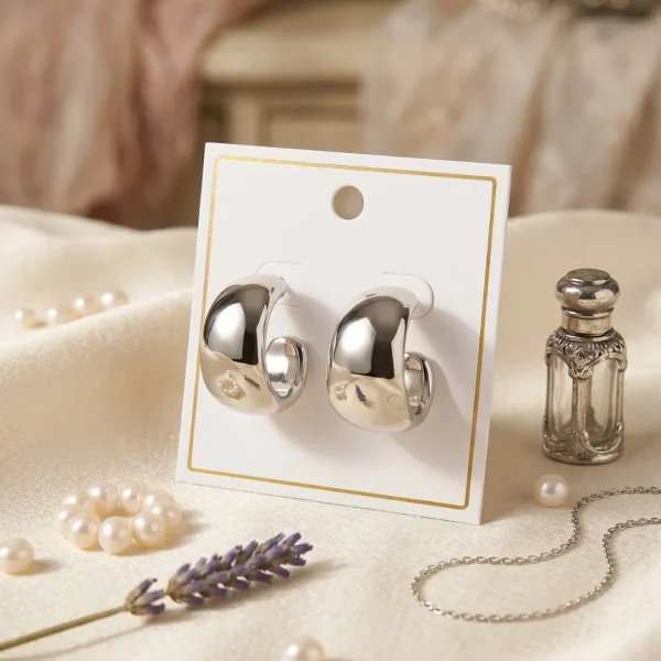 Silver HOOP Earrings for girls and women at PASSIONATE BANGLADESH at a very affordable and cheap price. Beauty with silver dazzling plastic earrings pair. Party on at disco.