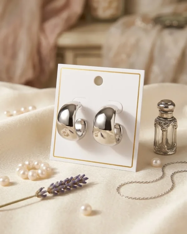 Silver HOOP Earrings for girls and women at PASSIONATE BANGLADESH at a very affordable and cheap price. Beauty with silver dazzling plastic earrings pair. Party on at disco.