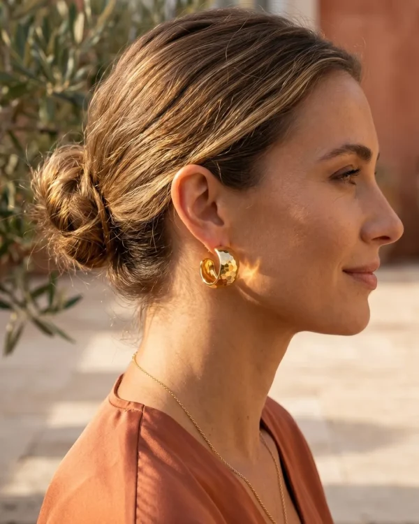 Golden HOOP Earrings for girls and women at PASSIONATE BANGLADESH at a very affordable and cheap price. Beauty with golden dazzling plastic earrings pair. Party on at disco.