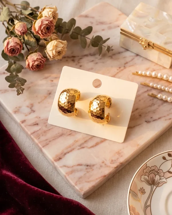 Golden HOOP Earrings for girls and women at PASSIONATE BANGLADESH at a very affordable and cheap price. Beauty with golden dazzling plastic earrings pair. Party on at disco.