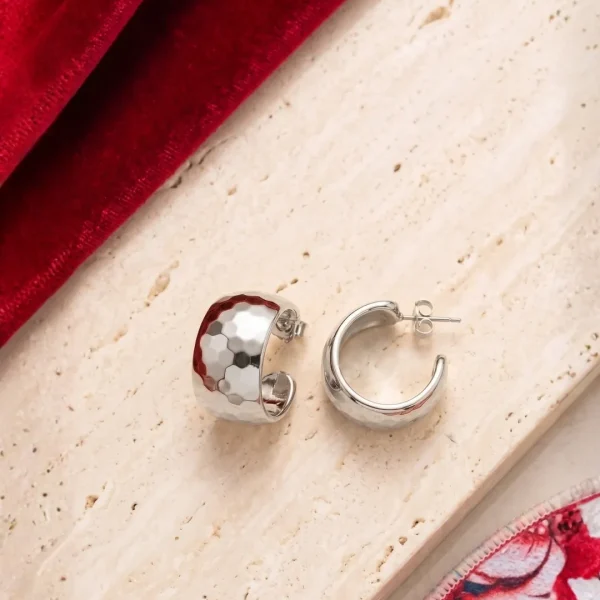 Silver HOOP Earrings for girls and women at PASSIONATE BANGLADESH at a very affordable and cheap price. Beauty with silver dazzling plastic earrings pair. Party on at disco.