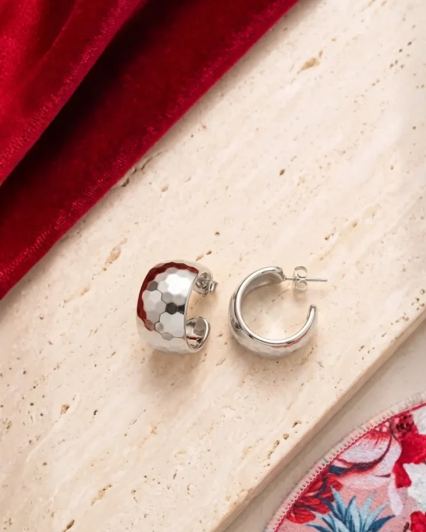 Silver HOOP Earrings for girls and women at PASSIONATE BANGLADESH at a very affordable and cheap price. Beauty with silver dazzling plastic earrings pair. Party on at disco.