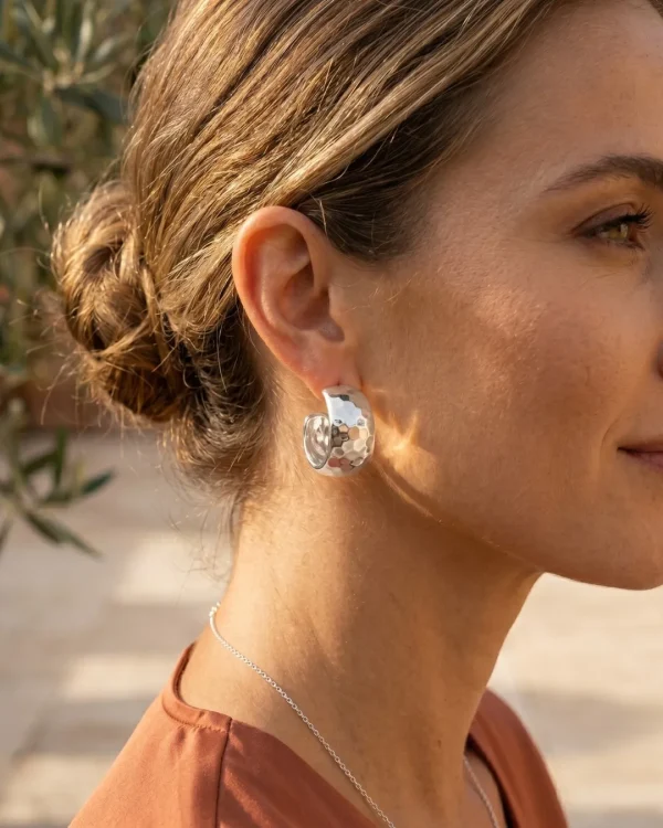 Silver HOOP Earrings for girls and women at PASSIONATE BANGLADESH at a very affordable and cheap price. Beauty with silver dazzling plastic earrings pair. Party on at disco.