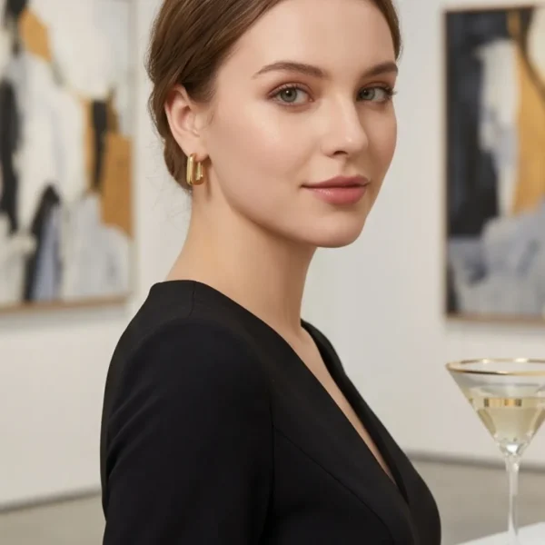 Elegant golden hoop earrings from Passionate Bangladesh, lightweight dangle design for women and girls, perfect for parties and special occasions. Try our different designs like butterfly earrings, long chain earrings, heart shape earrings and stone earrings.